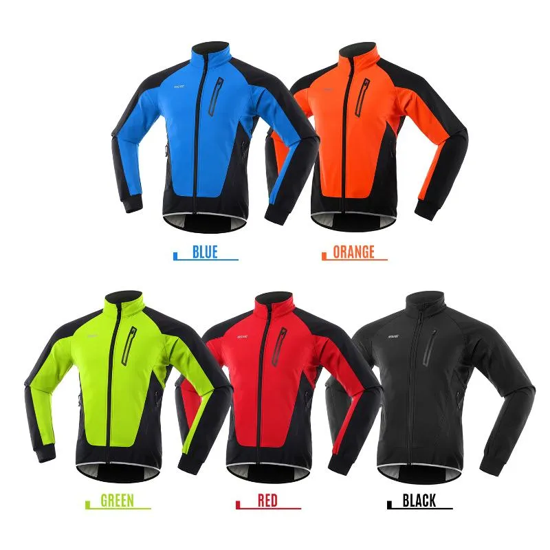 Mężczyźni Kurtka Rowerowa Wodoodporna Wiatroszczelna Thermal Fleece Rower Jersey MTB Jazda rowerowa Running Jesień Zimowa Kurtka Płaszcz