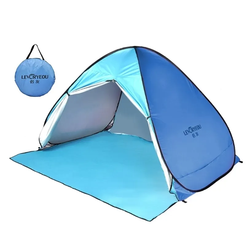 3-4 사람들 야외 캠핑 텐트 자동 인스턴트 팝업 UV 보호 해변 뒤뜰에 대 한 태양 그늘 천막 220223
