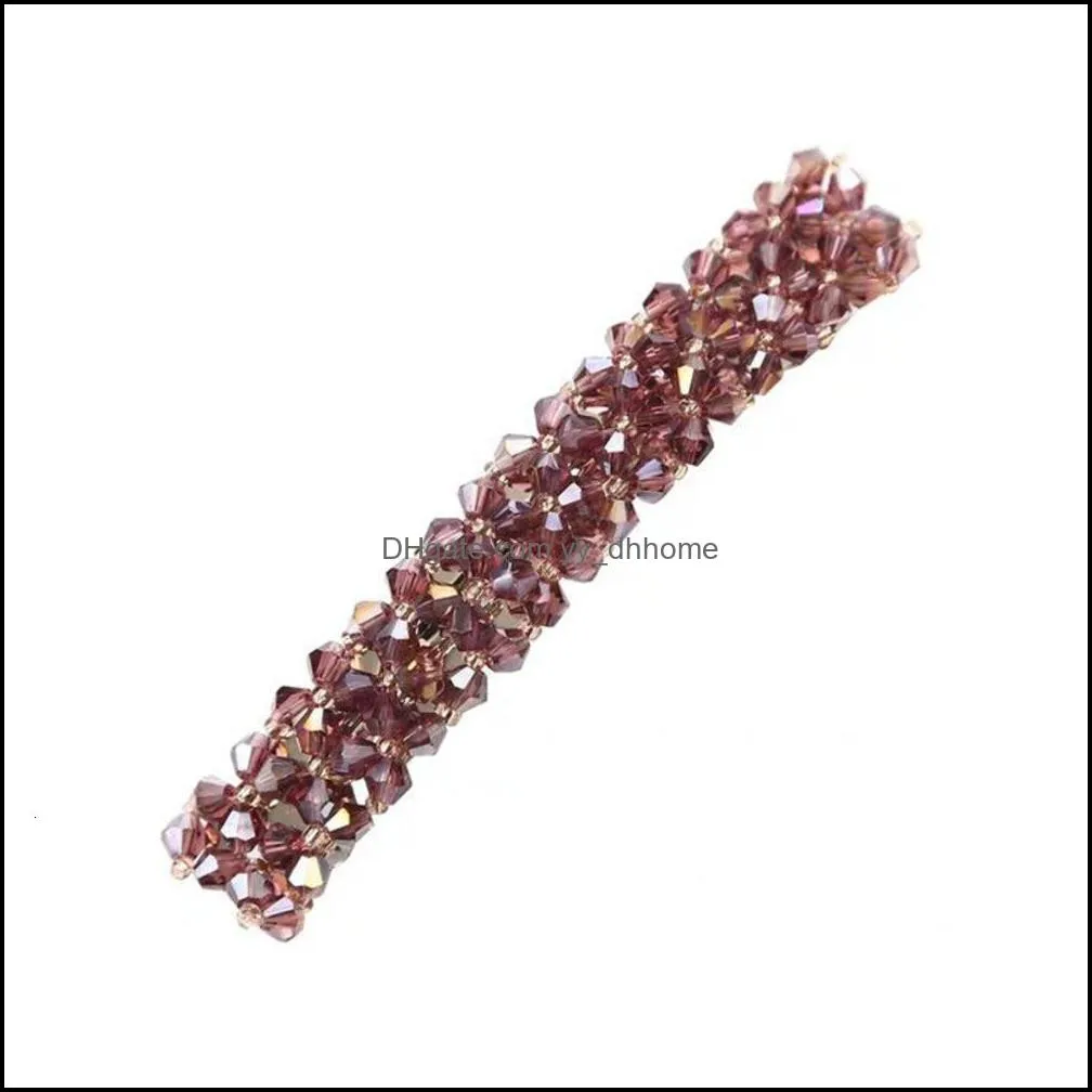 Korean jewelry flash diamond headdress hairpin four rows of crystal fishline knitting edge clip exquisite one word spring