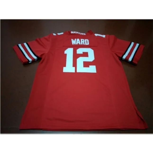 Aangepaste mannen jeugd vrouwen #12 Denzel Ward Ohio State Buckeyes voetbalshirt maat s-5XL of aangepaste naam of nummer trui