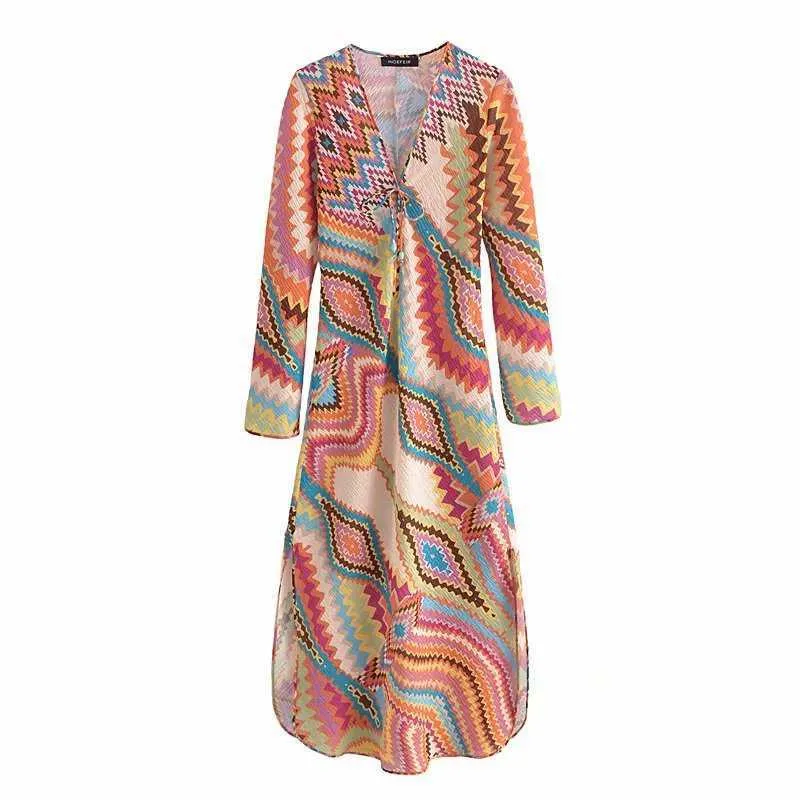 Vintage Maxi Printed Dress - Long Sleeves, V-Neck, Elegant Style. Shop Now!  from Dhgate Basic & Casual Dresses - price 40.81