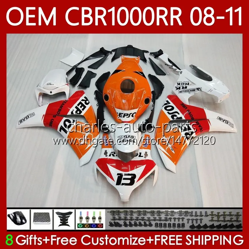 Stampo ad iniezione per HONDA Corpo Repsol bianco CBR1000 CBR 1000 RR CC 08-11 Carrozzeria 60No.4 CBR 1000RR 1000CC CBR1000RR 08 09 10 11 CBR-1000 2008 2009 2010 2011 Carenatura OEM