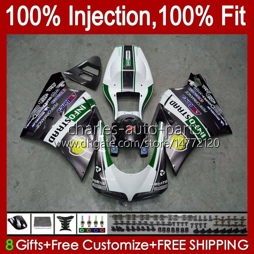 Injection Body For DUCATI 748S 853S 916S 996S 998S 94-02 42No.13 748 853 916 996 998 S R 94 95 96 97 98 748R 853R 916R 996R 998R 1999 2000 2001 2002 OEM Fairing White Grey