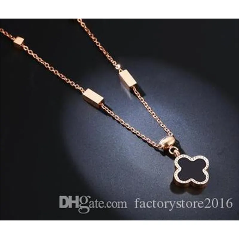 Fashion Luxury Designer Necklaces for Women Jewelry Rose Gold Chains Titanium Stainless Steel Clover Pendant Necklace Gift Wholesale