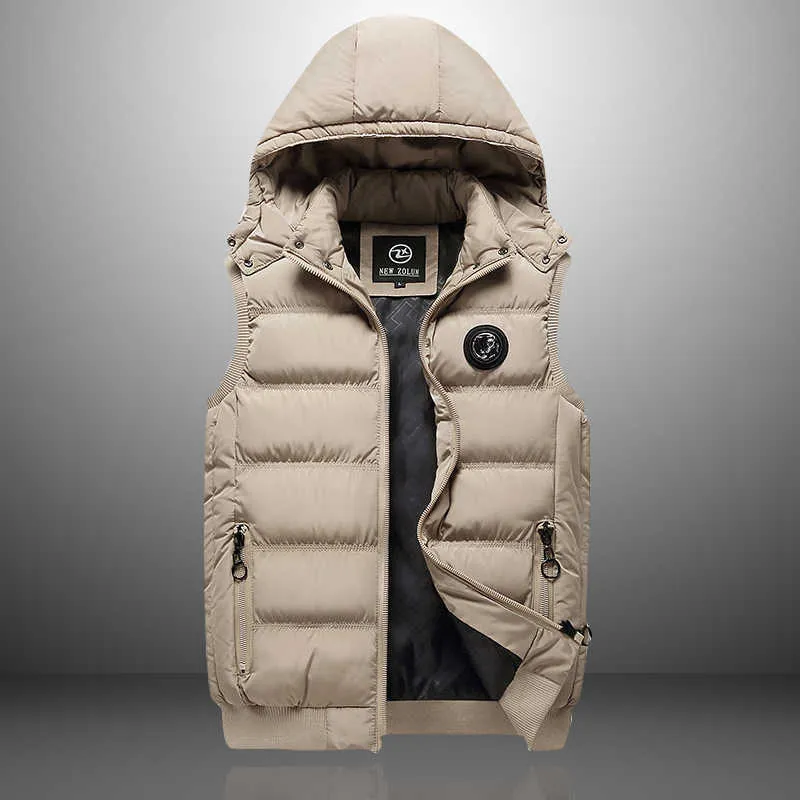 Marque Vêtements Hommes Gilet Sans Manches Veste Mâle À Capuche Hiver Mode Gilets Occasionnels Chaud Thermique Épaissir Hommes Gilet Outwear 210603