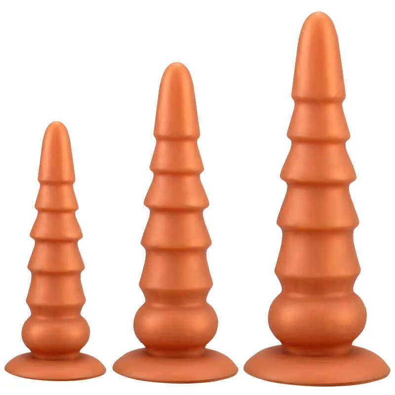 NXY Dildos Anal Toys Pointed Pagoda Backyard Three Piece Set for Men and Women Masturbation Soft Silicone Chrysanthemum Fun Expansion Plug Adult Products 0225