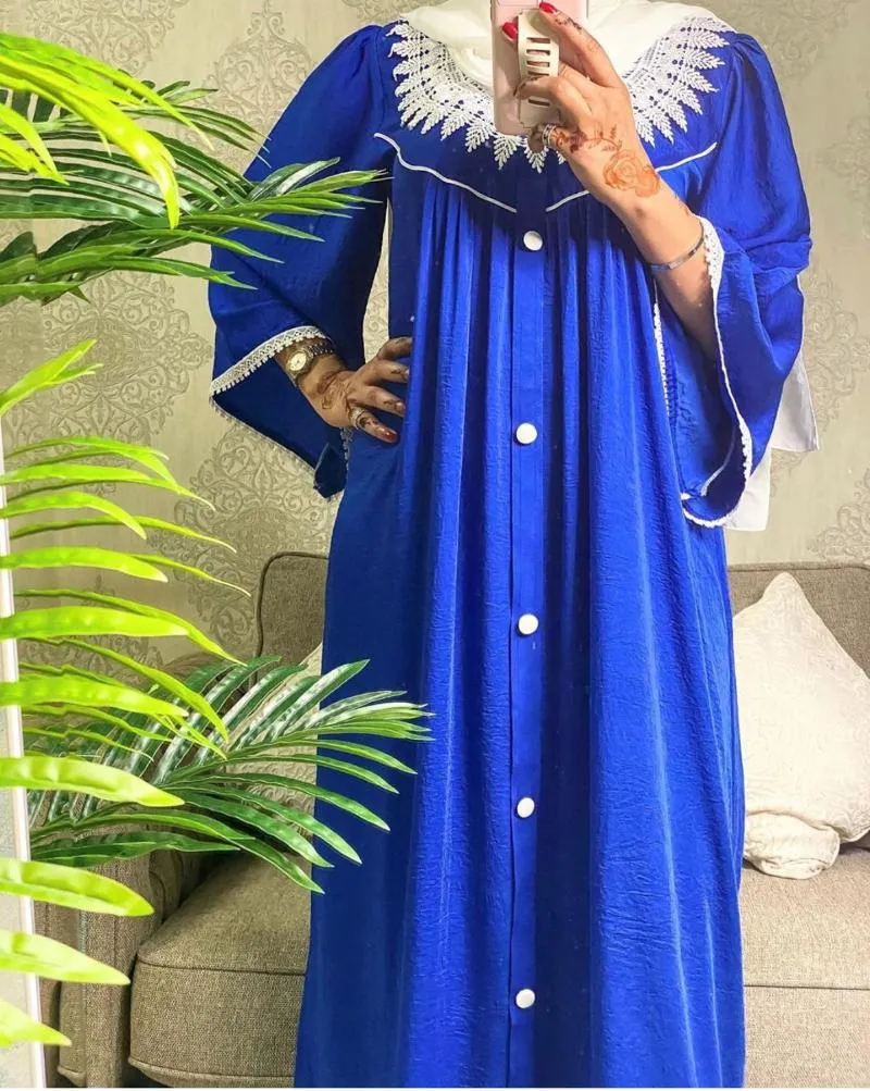Compra Vestidos Casuales Elegantes De Oriente Medio Mujeres Vestido Largo  Turquía Lace Crew Cuello Jalabiya Dubai Robe Con Botones Sueltos Arbic Batas  Barato | Entrega Rápida Y Calidad | Es.Dhgate