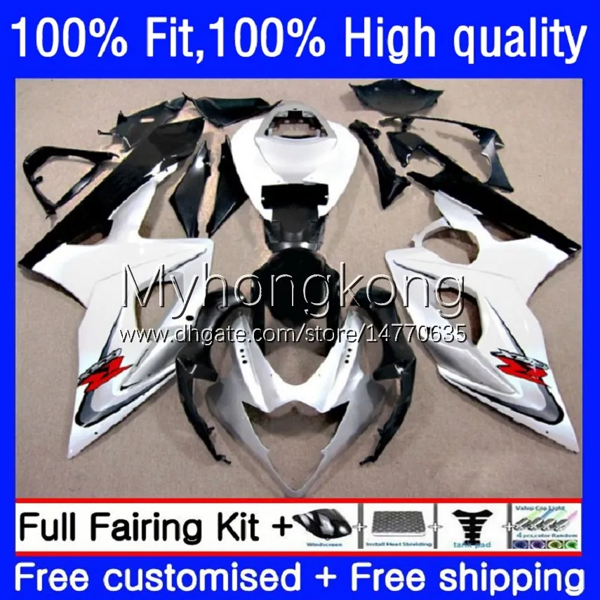 Carrozzeria per stampi ad iniezione per SUZUKI K5 GSX-R1000 1000CC 2005 2006 MOTO Corpo 26No.70 Bianco nero GSXR 1000 CC GSXR1000 2005-2006 GSXR-1000 05 06 Carenature OEM al 100%