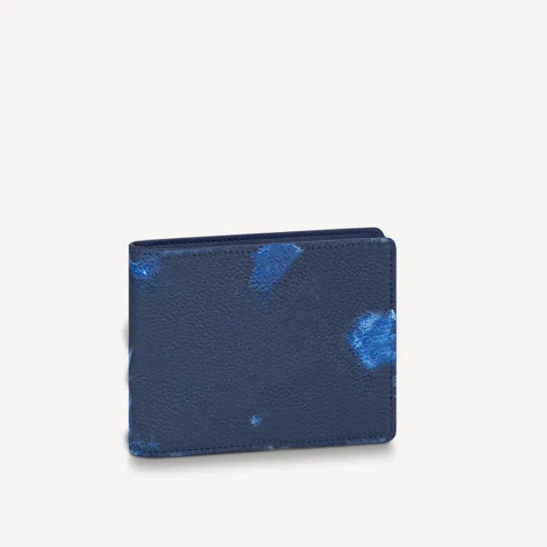 Luxo com caixa saco de pó carteiras masculinas femininas aquarela azul brazza flor impressão bolsa fina carteira curta longa cartão porta-moedas