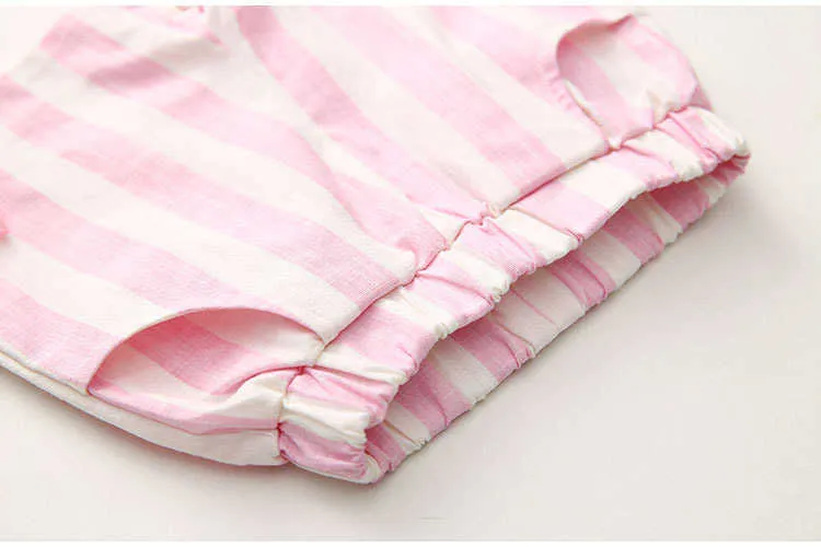 Girls Clothing Set Summer 2-10 Years Old Kids Girl Ice Cream Print T Shirt+White Pink Stripe Bow Shorts Sports 2 Pcs Sets (18)