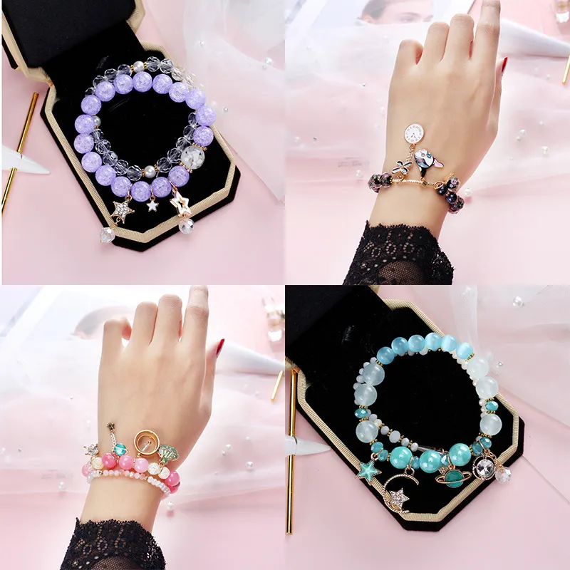 Korean version simple crystal pendant bracelet sister Bracelet personality female student Mori Department