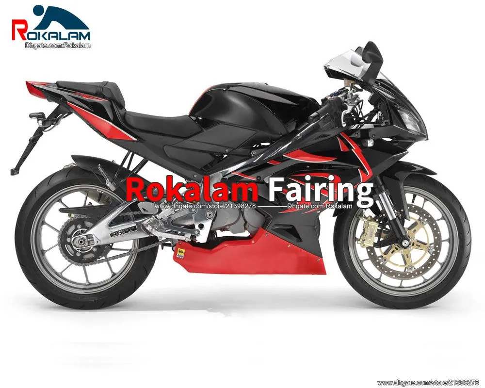 För Aprilia RS125 2006 2007 2008 2009 2010 2011 Fairings Protection Set Rs 125 06-11 Röd svart karossalskal (formsprutning)