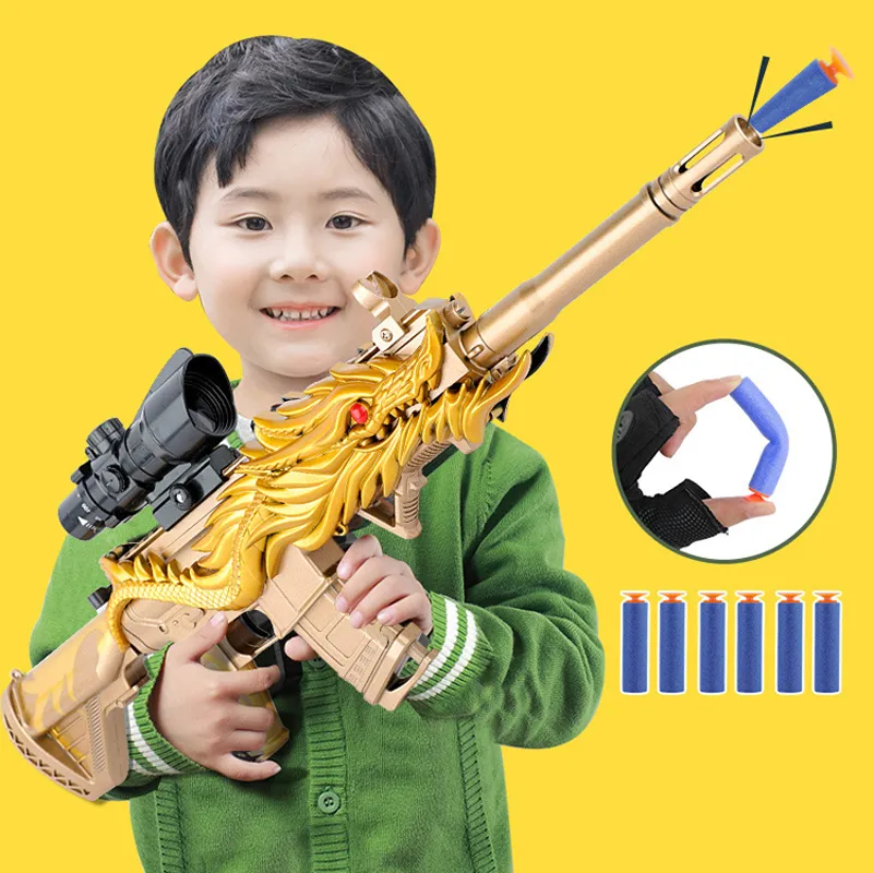 M416 Toy Guns With Bullet Shooting Manual Outdoor Play Toys For Children Dragon Sniper Rifle Blaster