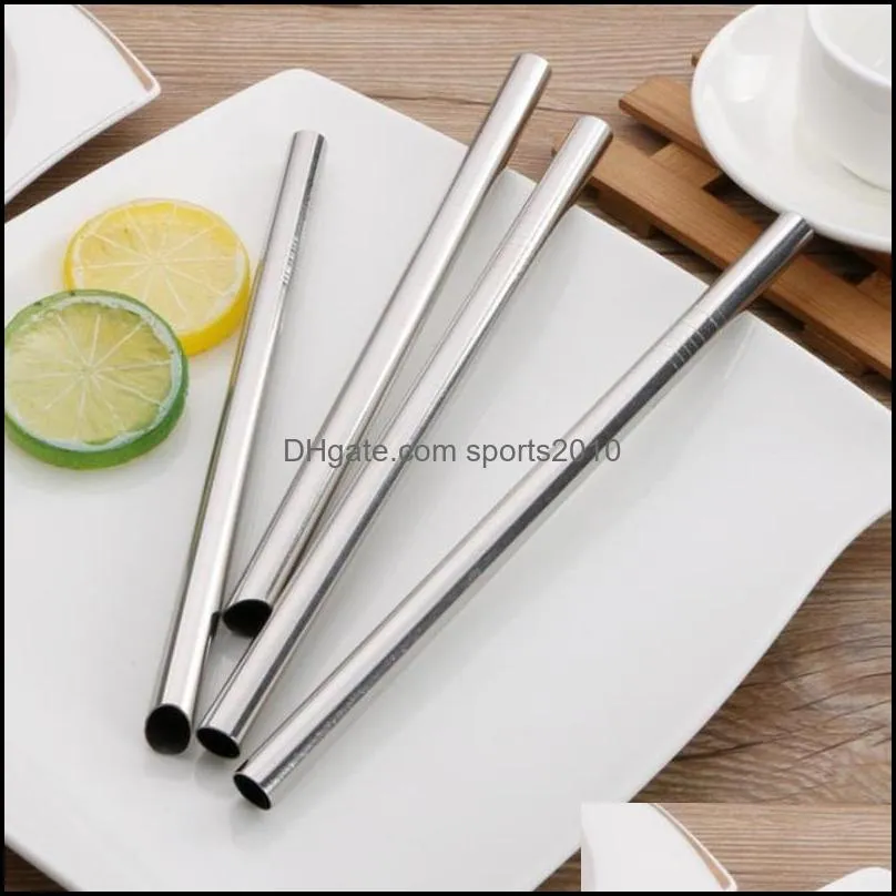 Metal Straight Drinking Straw Eco-Friendly Stainless Steel Straw Food Grade 12MM*215CM Bar Accessories fast shipping F20173913