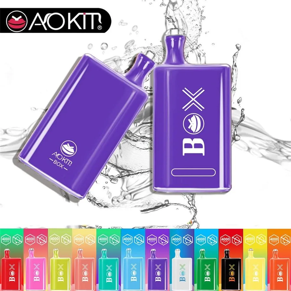 Аутентичные Aokit Box Одноразовые устройства Комплект E-Cigarettes Сетка COIL 5% Прочность 4000 Загонией 1500 мАч Батарея 10 мл Степень Степень Картридж POD Vape Pena36