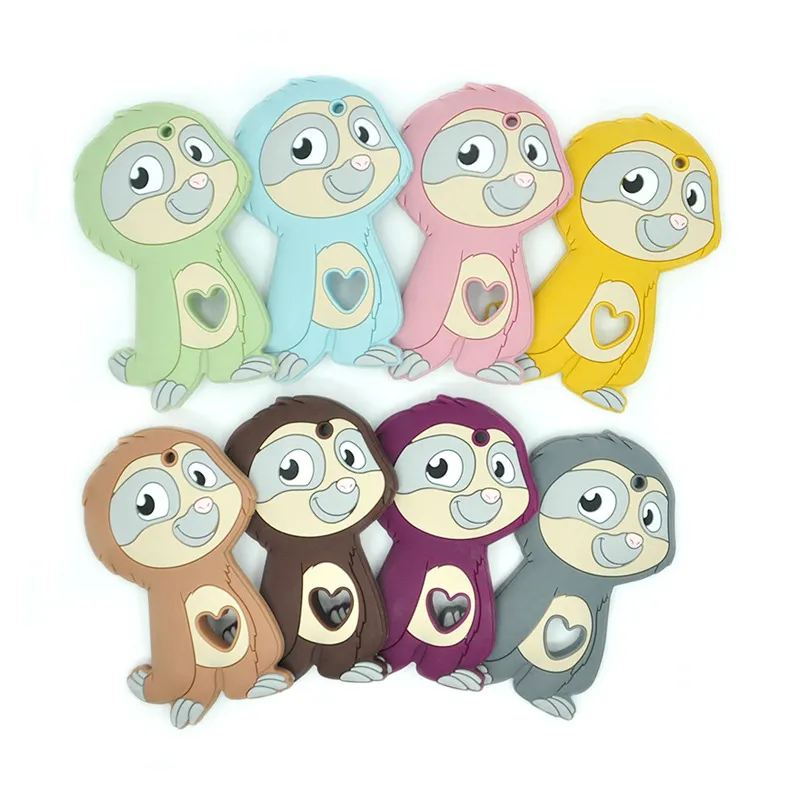 실리콘 Teether New Sloths Animals 식품 학년 펜던트 DIY 핀기 체인 목걸이 액세서리 아기 씹을 수있는 Molar Teething Toys