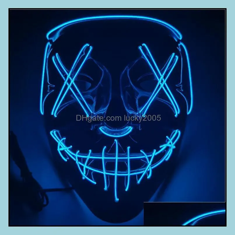 Halloween Funny Mask LED Light Up The Purge Election Year Great Festival Cosplay Costume Supplies Party Masks