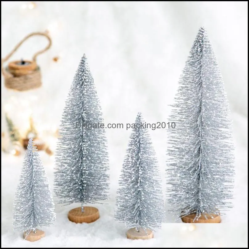 Christmas Decorations Artificial Snow Globe Cute Unique Mini Frosted Bottle Brush Trees Pretty Holiday Party With Wooden Base