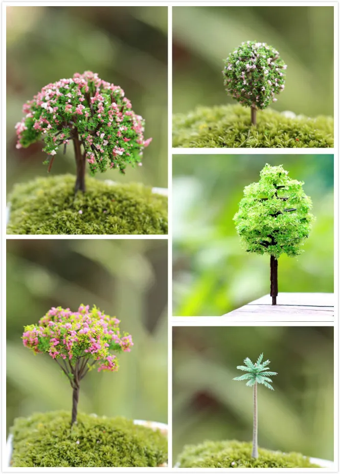 6 style Mini Tree Fairy Garden Decorations Miniatures Micro Landscape Resin Crafts Bonsai Figurine Garden Terrarium Accessories