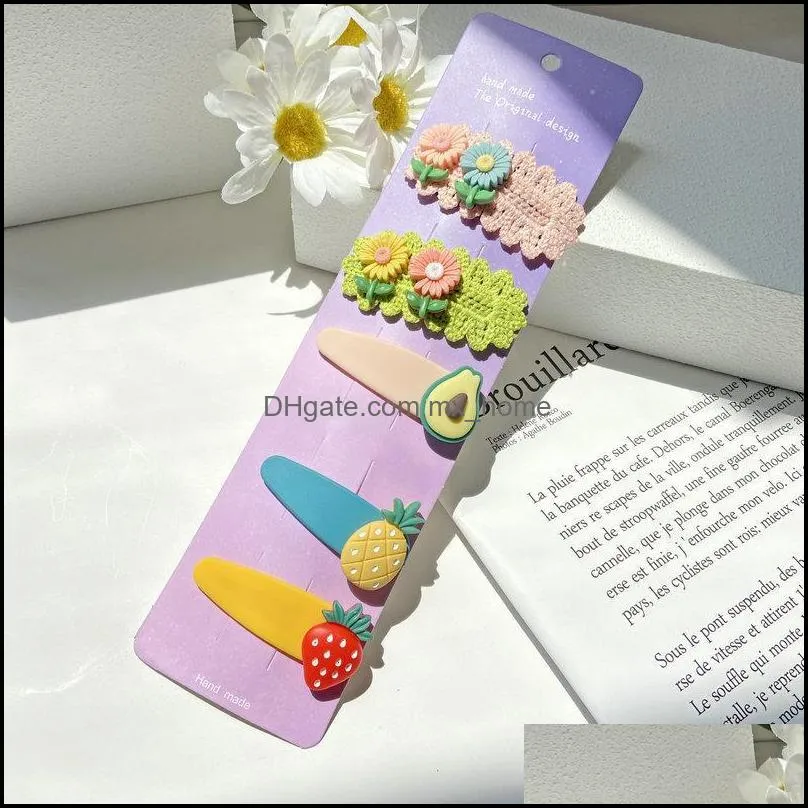 Baby Girls Cartoon Hairpin For Women Children Rainbow Hair Clip Kids Sunflower Candy Fruit Barrette Accessories