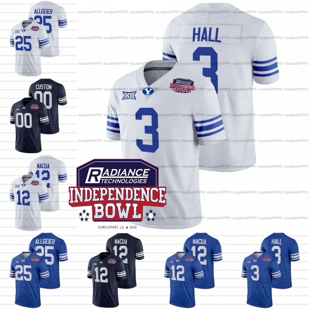 Byu Cougars 2021 Independence Bowl Jersey Nacc Football Custom Tyler Allgeier Jaren Hall Puka Nacua Zach Wilson Troy Warner Tristen