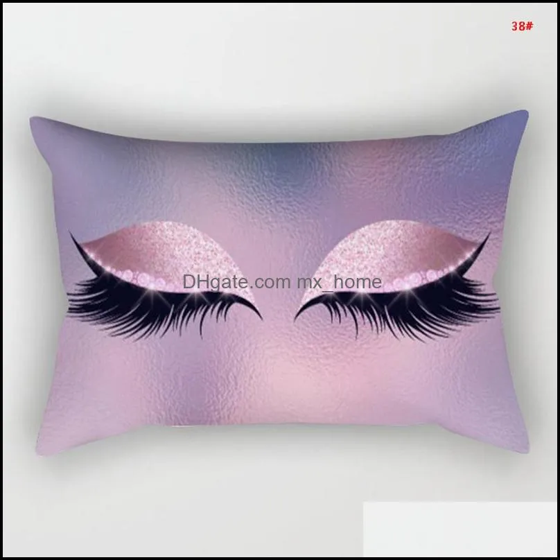 38styles Eyelash Sofa Cushion Cover Polyester Pillow Cover 12x20inch Eyes Print Pillow Case Home Decoration Cushion Cover Gift DBC