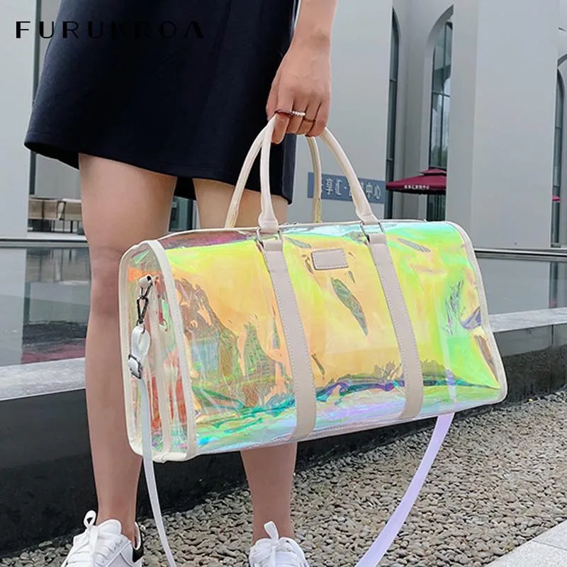 Outdoor Bags Transparent Gym Bag Women Waterproof PVC Casual Sports Fitness Handbag Large Capacity Travel Portable Shoulder X830B