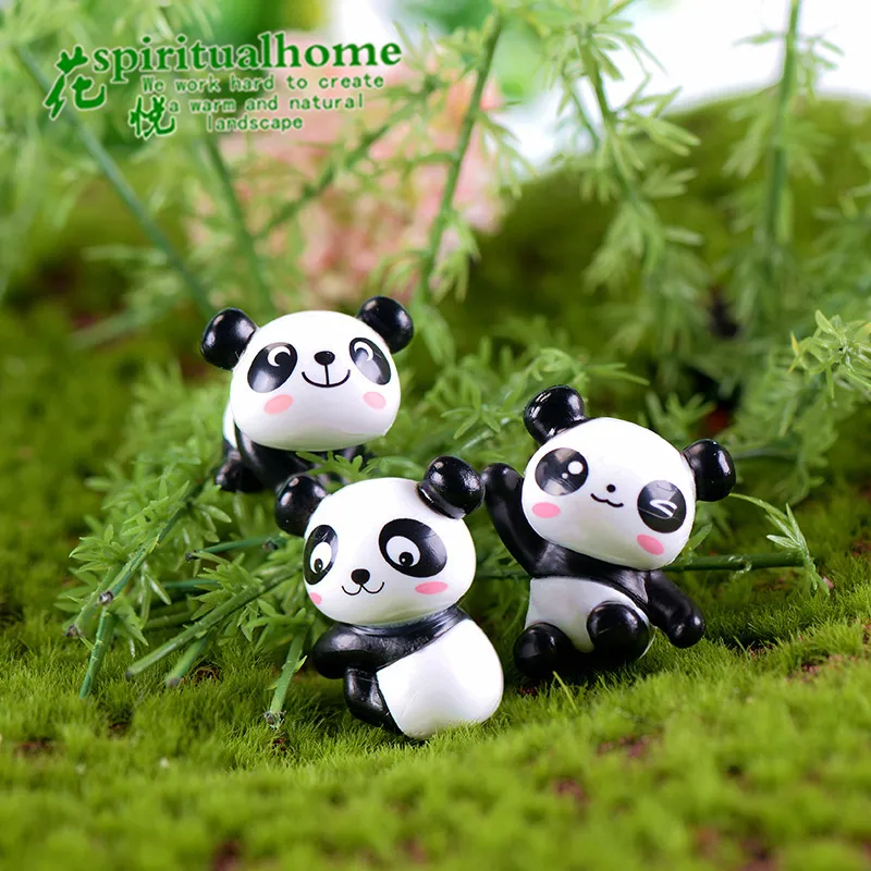 8pcs simpatico panda assemblaggio materiale e paesaggio realizzazione materiale decorazione regali per bambini figurine da giardino in miniatura decorazioni per la casa C0220