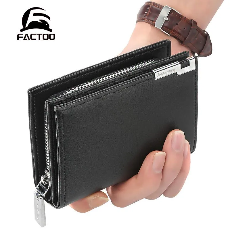 Wallets FACTOO Men's Short Wallet Fashion Business Organ Card Bag Large Capacity Zipper Coin Purse Classic Quality