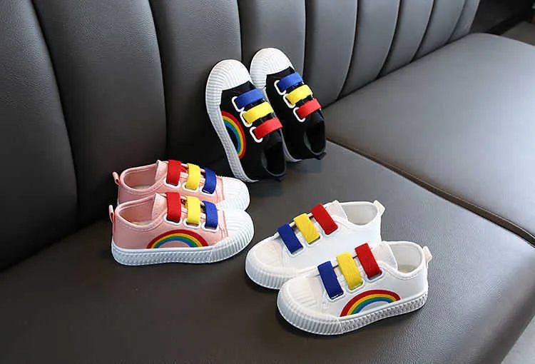 Rainbow Canvas Toddler Sneakers For Kids Spring Autumn Casual Shoes For Boys And Girls Sport Running Shoes In White Pink And Black X0703 From Nickyoung06 8.36 DHgate.Com