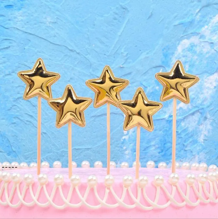 NOUVEAUCake Toppers Star Décorations PU Fête D'anniversaire De Mariage Baby Shower Fournitures RRB12329