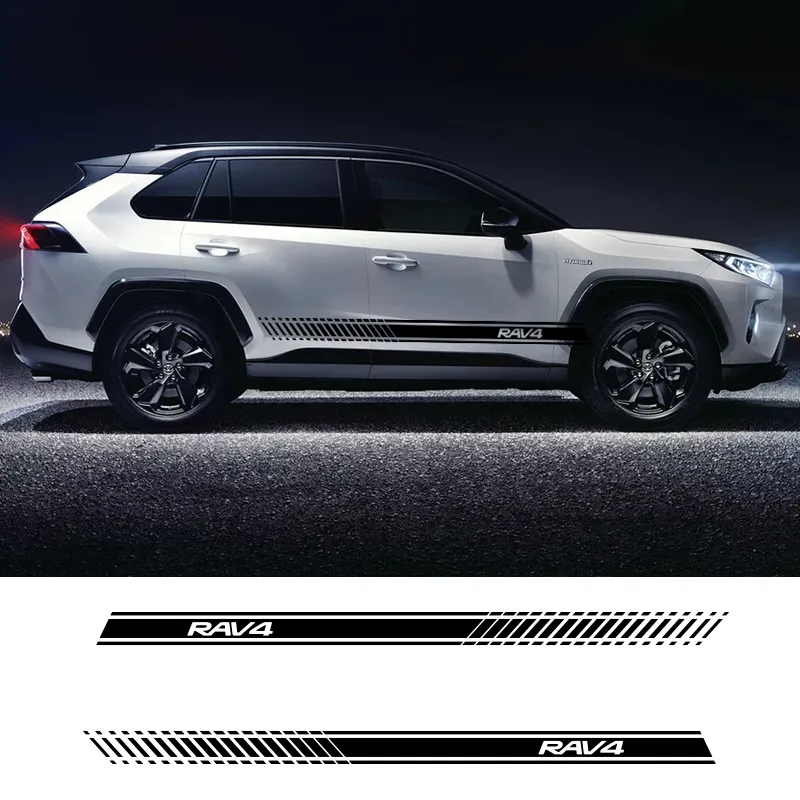 RAV4 Car Side Stripes Side Skirts Graphics Vinyl Sticker Decals Racing