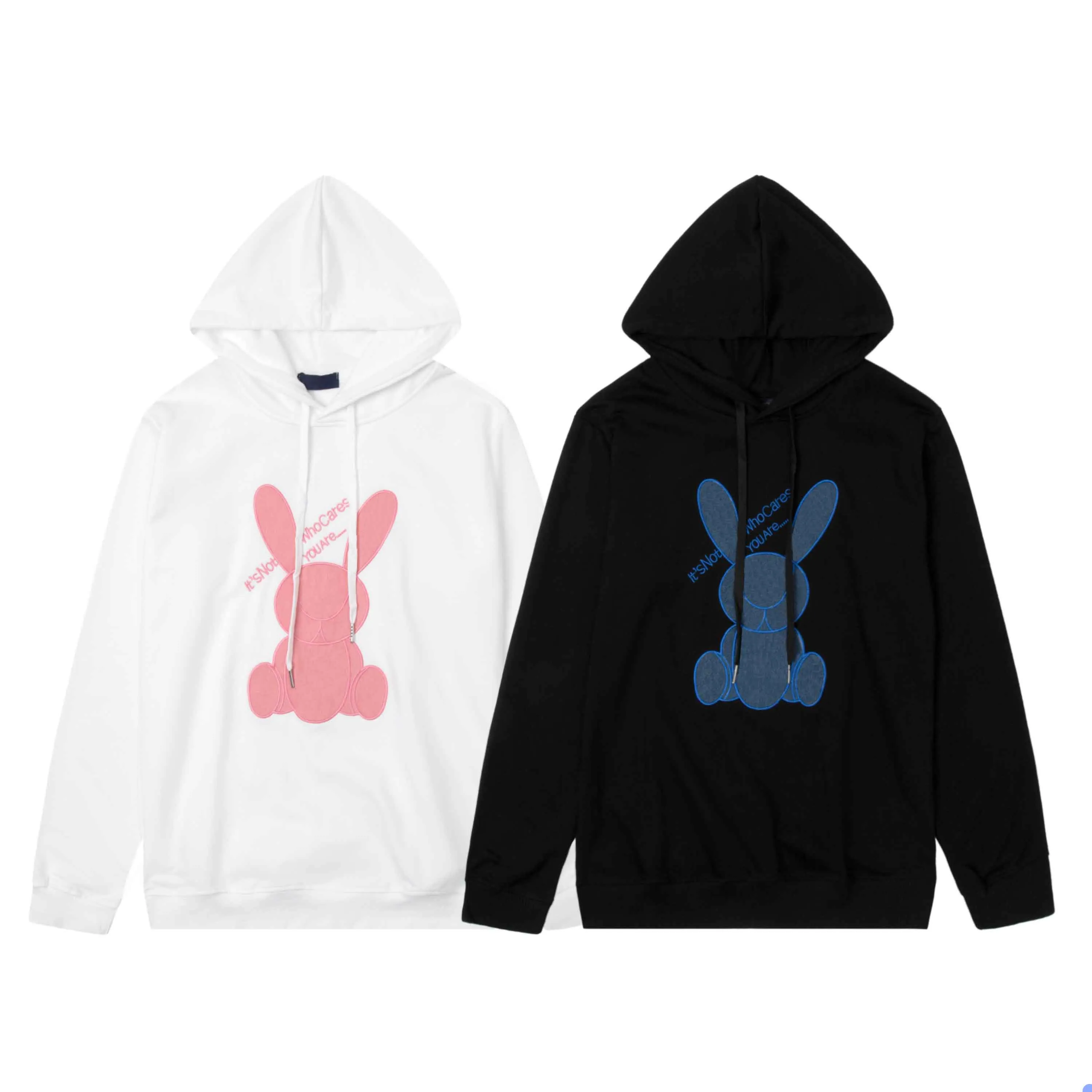 Womens Men Hoodies Fashion Rabbits Letters Print Winter Sweatshirts Women's Pullover Hoody Long Sleeve Natural Color Size M-2XL