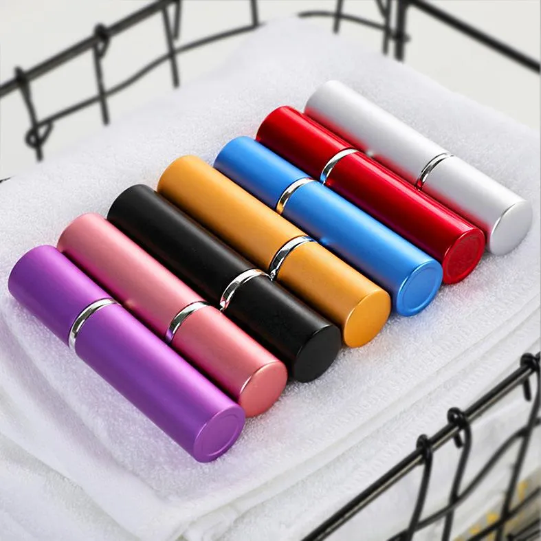 perfume bottle 5ml Aluminium Anodized Compact Perfume Aftershave Atomiser Atomizer fragrance glass scent-bottle Mixed color DH8557