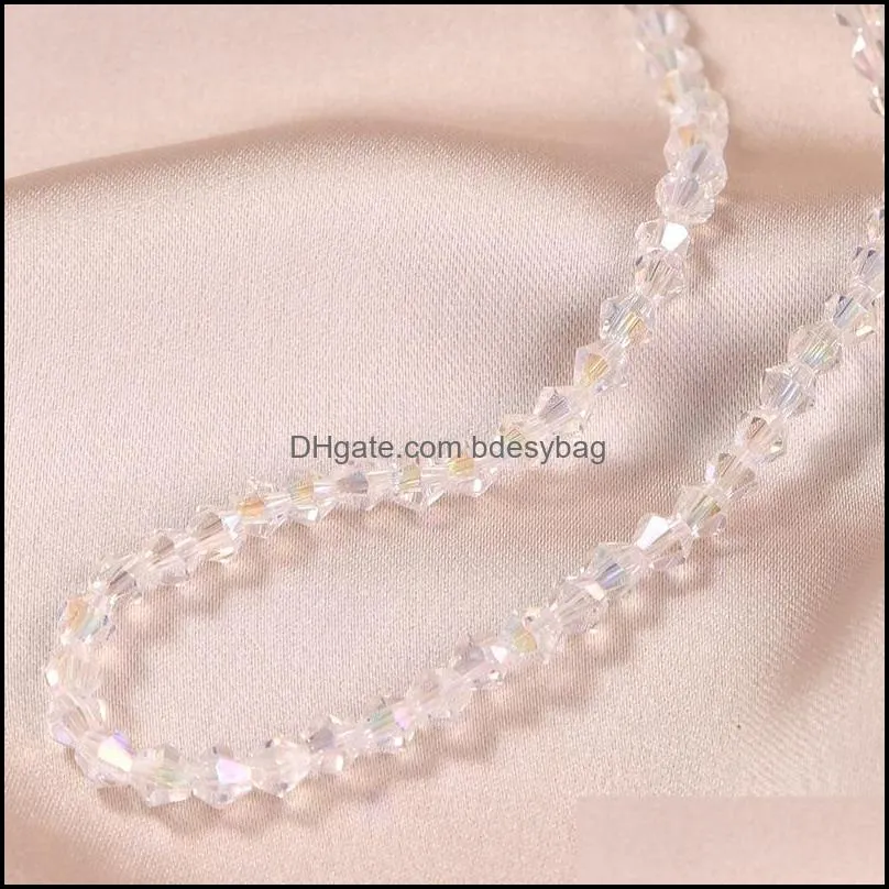 Simple Fashion Female Transparent Crystal Beads Handmade Beaded Necklaces For Women Girls OL Style Ladies Party Jewelry Gifts
