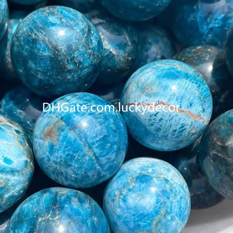 1 szt Natural Blue Apatyte Kula Strona główna Dekoracyjne Polerowane Healing Mineral Rock Kryształ Kamień Korpialnia Ball Reiki Aura Równoważenie Metafizyczna Energia medytacyjna jogi