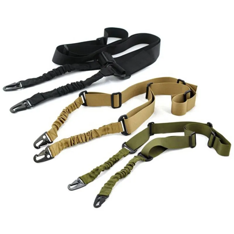 Multi-funzione regolabile a sgancio rapido a due punti Tactical Rifle Sling Strap Canvas Shoulder Outdoor Airsoft Mount Bungee Strap
