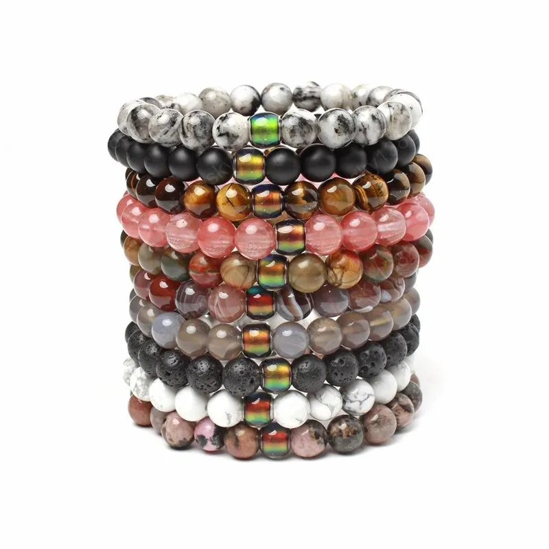 Natural Chakra Energy Armbanden voor Vrouwen Stellen Sieraden 8 mm Tijger Eye Stone Beads Armband Heren Handsstrings Bangle
