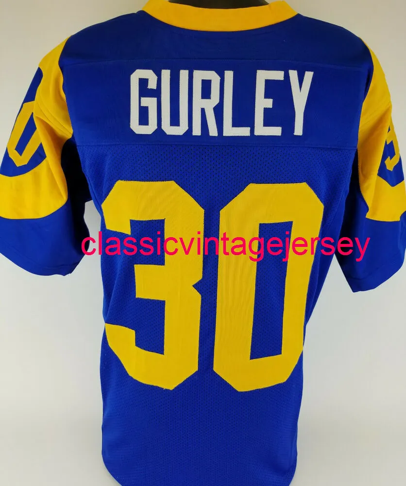 Män kvinnor ungdom todd gurley anpassad sydd blå/gul fotboll tröja xs-5xl 6xl