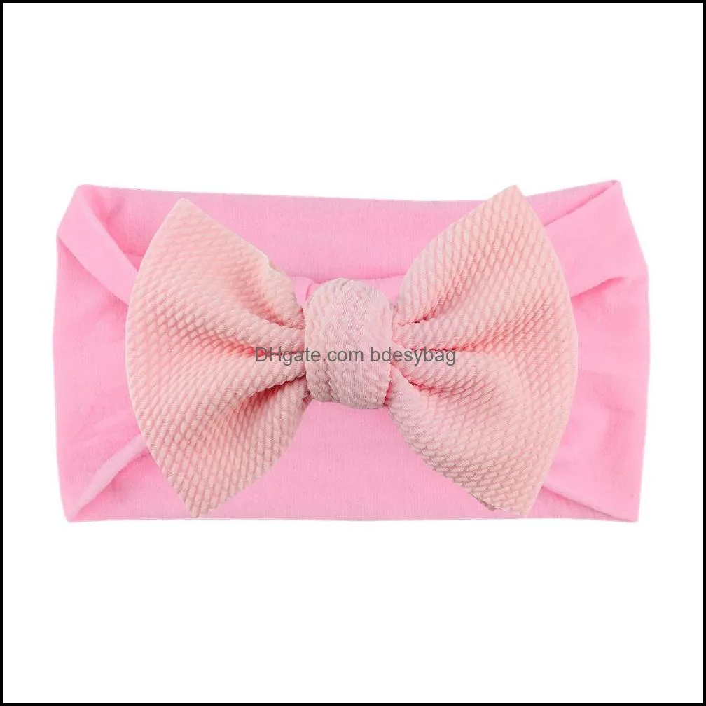 Waffle Bowknot Baby Headband Turban Solid Color Newborn Baby Girls Elastic Hair Bands Soft Nylon Hair Accessories