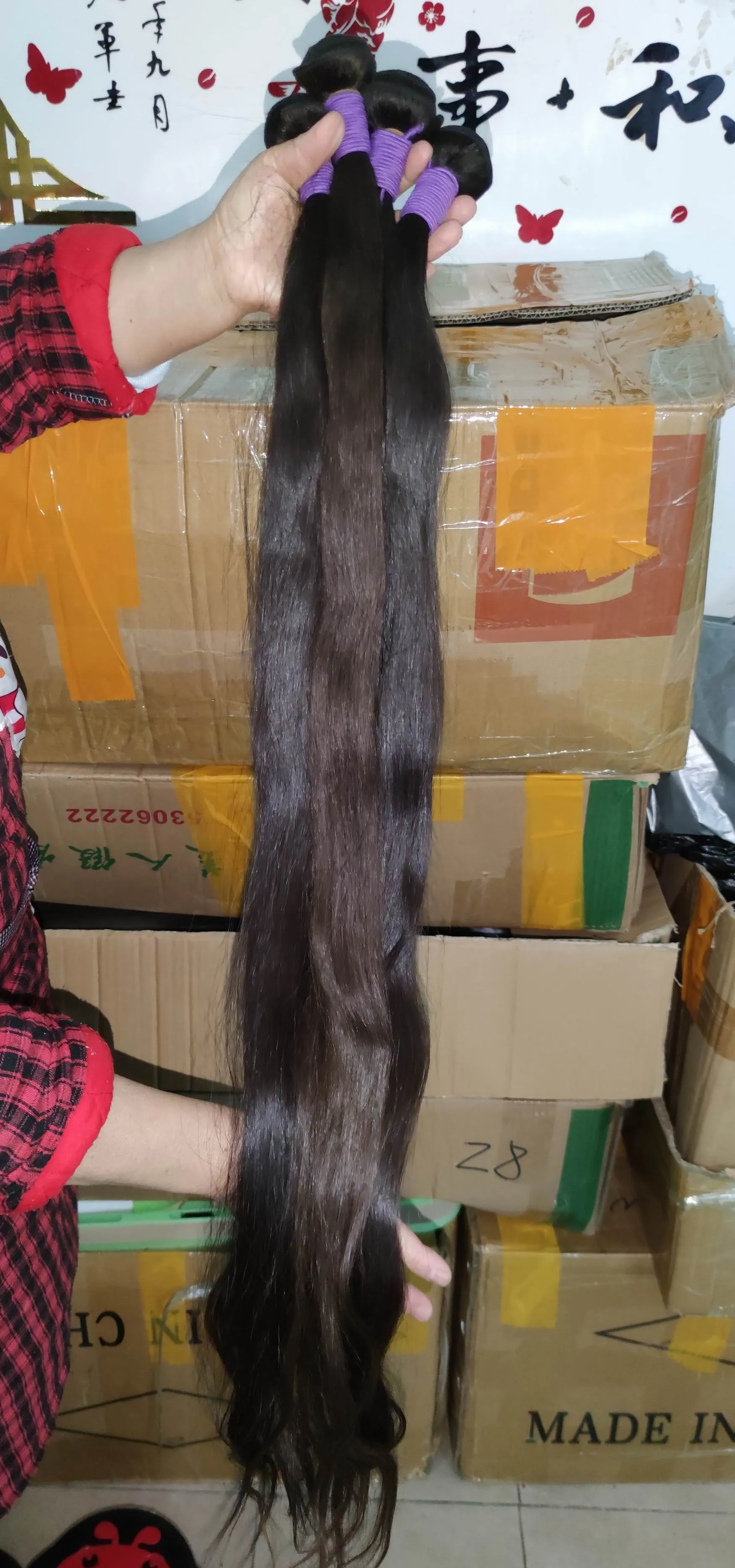 Vendendo 38 42 44 pollici più lunghi capelli umani più lunghi vietnamiti vietnamiti cuticola per capelli a donatore singolo allineato a 2 pacchetti