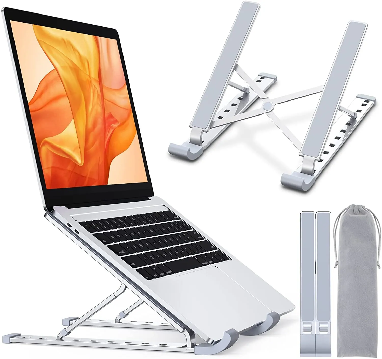 Support pour ordinateur portable, support de bureau pour ordinateur portable, support pour ordinateur portable réglable à 9 niveaux, support d'ordinateur ventilé en aluminium pour MacBook Pro Air, Lenovo