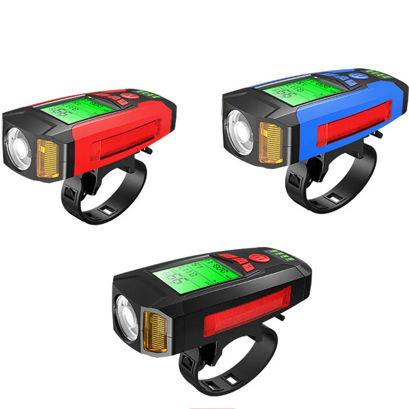 Phare de vélo 3 en 1, Rechargeable par USB, sans fil, compteur de vitesse, alarme, klaxon, lampe, 5 Modes d'éclairage, accessoires de cyclisme pour vtt