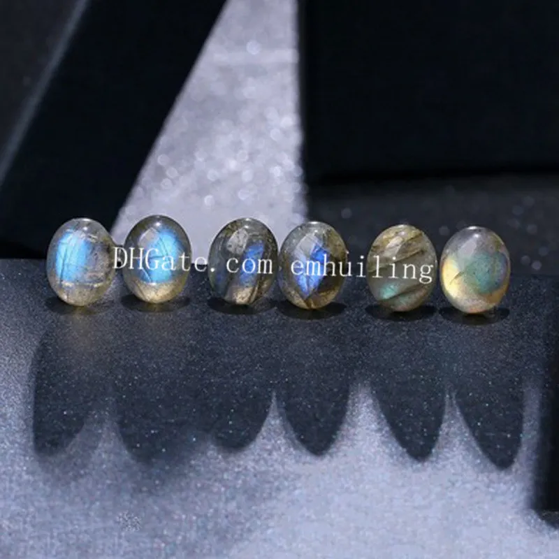 Labradorite Studs örhängen för kvinnor, naturlig regnbåge flashgrå oval 10*8mm ädelsten ädelsten stud, äkta Moonstone Quartz Crystal Cabochon Stone Earring smycken