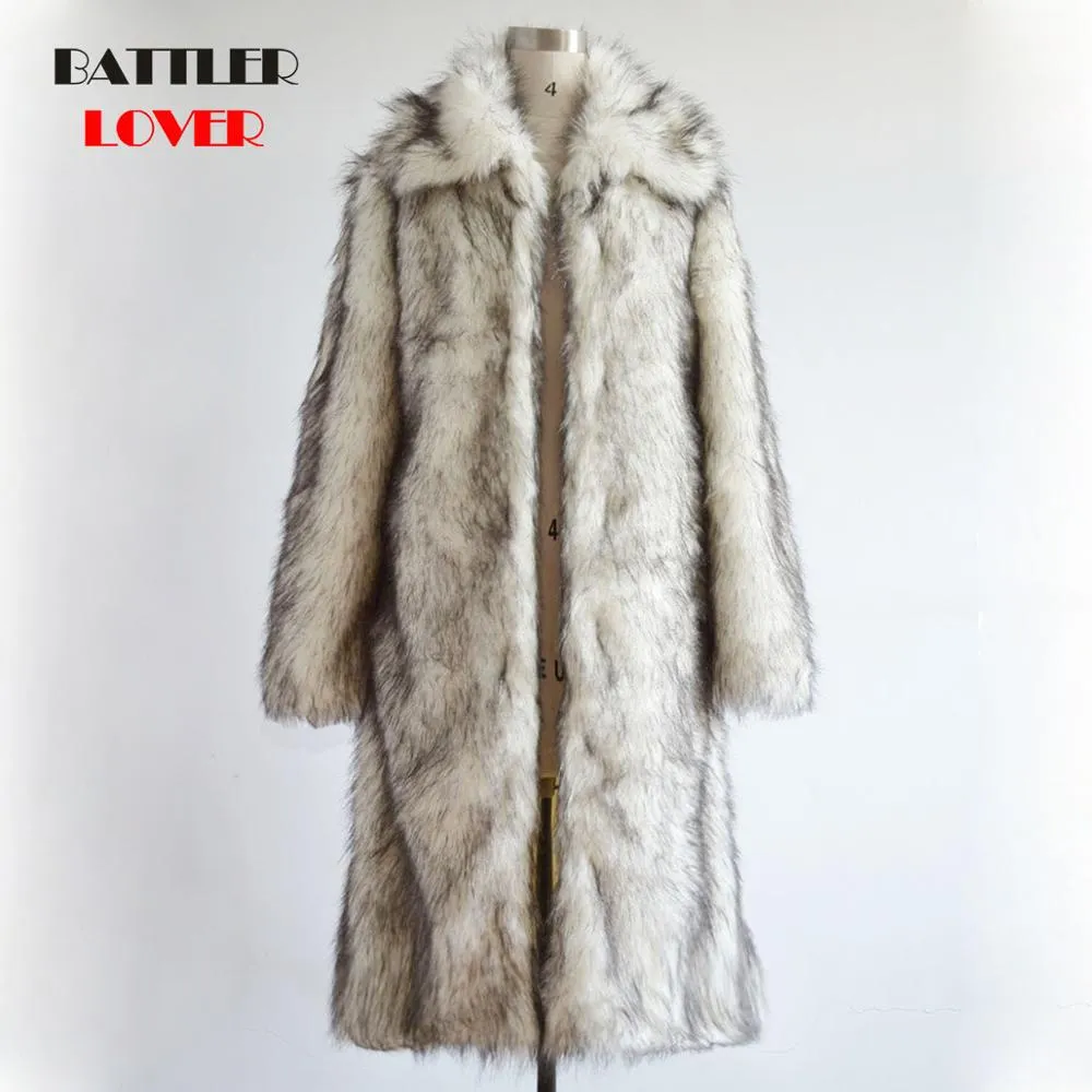 2019 Mens Fox Fur Coat North Winter Faux Fur Outwear Windbreaker Fur Coat Men