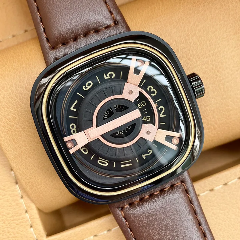 Mens Luxury Klockor Sju Fredag ​​Toppkvalitet Mekanisk rörelse Automatisk Designer Armbandsur Äkta Läderrem Montres de Luxe Reloj