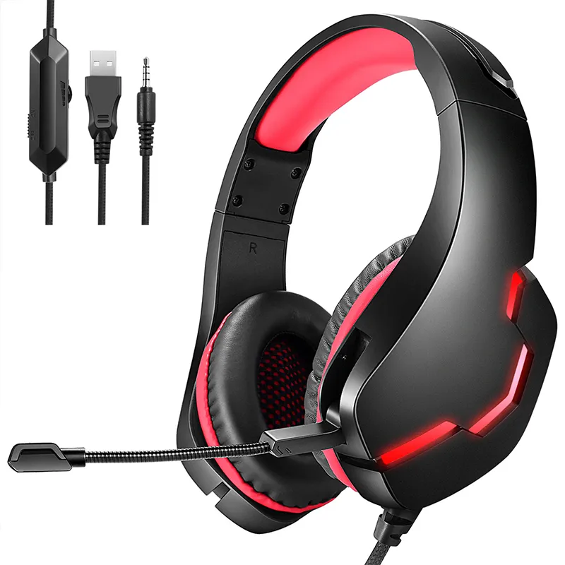 Koptelefoon met microfoon LED-licht HiFi-hoofdtelefoon Gaming-headset Bedrade oortelefoon Over-ear Game Muziek Stereo Bass-hoofdtelefoon 23J6N