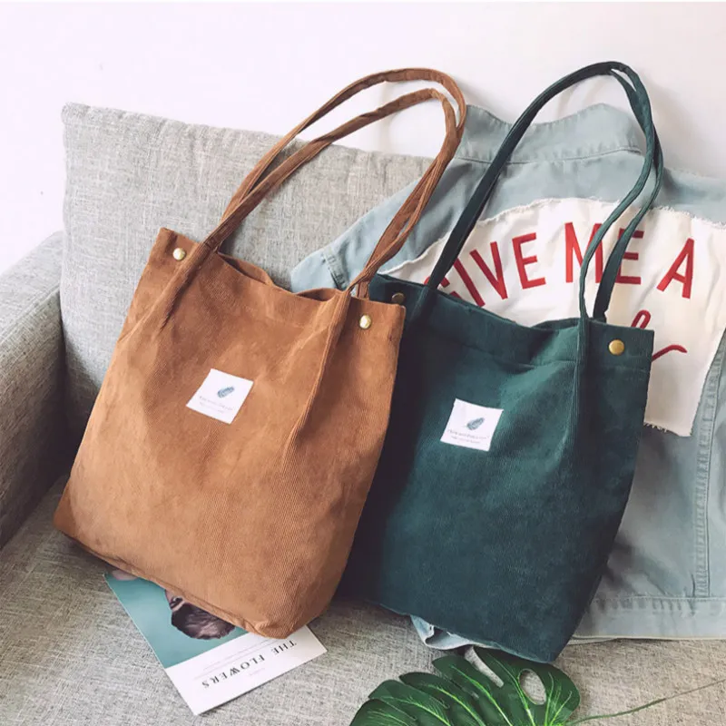 Väska för kvinnor 2022 Corduroy Shoulder Bag Railable Shopping Väskor Casual Tote Kvinna Handväska Partihandel i stora mängder A1019