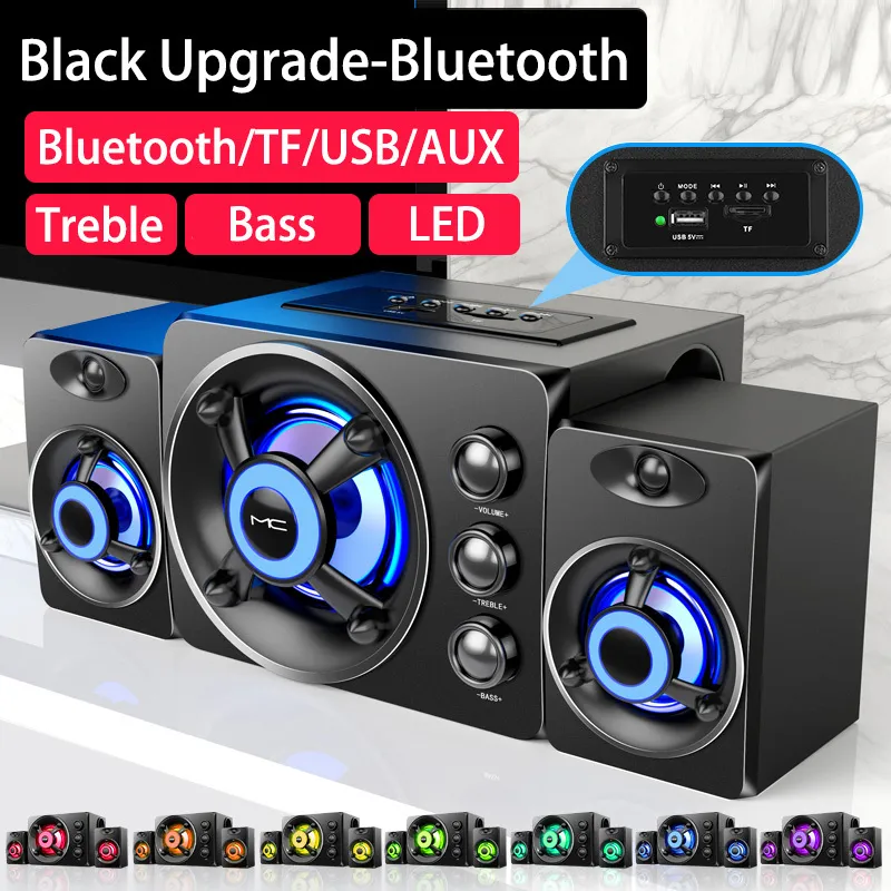 2021 LED-computerluidsprekers AUX USB draadloze combinatie Bluetooth-luidspreker Audiosysteem Home Theater Surround Soundbar PC TV