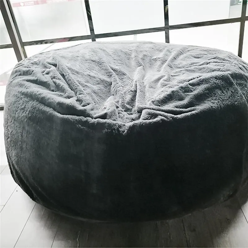 Bean Bag Chair Cover Big Round Soft Fluffy Velvet Lazy Sofa Bed Cover-No  Filling